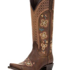 Ariat Women's Brown Sundance Floral Embroidered Leather Western Boots Size 8B